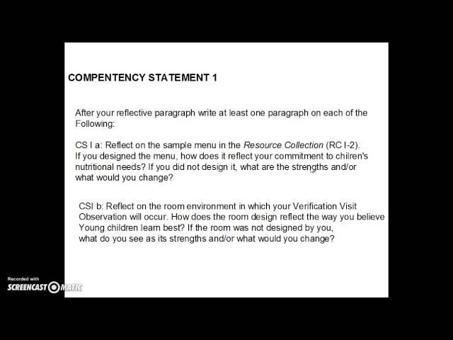 CDA Writing Competency Standard 1