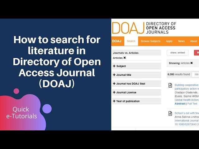 #usm #usmlibrarytv How to search for literature in Directory of Open Access Journals (DOAJ)