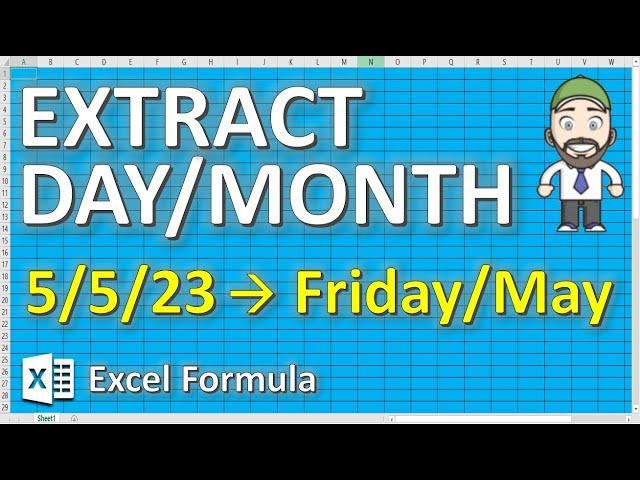 Get month name from a date in EXCEL - Extract Day, Year, Month from date - 2 minute excel formula