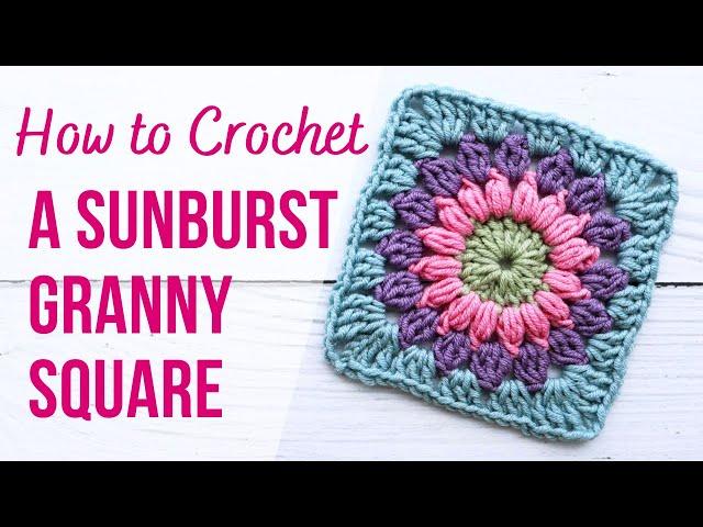 How to Crochet a Sunburst Granny Square  | For Beginners | US Terms