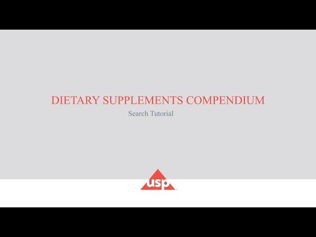 Dietary Supplements: DSC Online Search Tutorial | USP