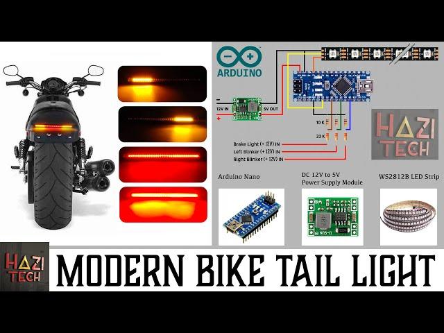 DIY Modern LED Motorcycle Tail Light With Dynamic Indicator | Arduino