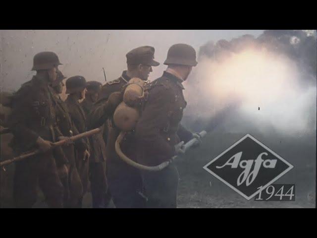 GERMAN NEWSREEL ATW 689 - TRAINING on StG 44, Panzerschreck, Flame Thrower, Panzerfaust - Sept 1944