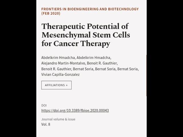 Therapeutic Potential of Mesenchymal Stem Cells for Cancer Therapy | RTCL.TV