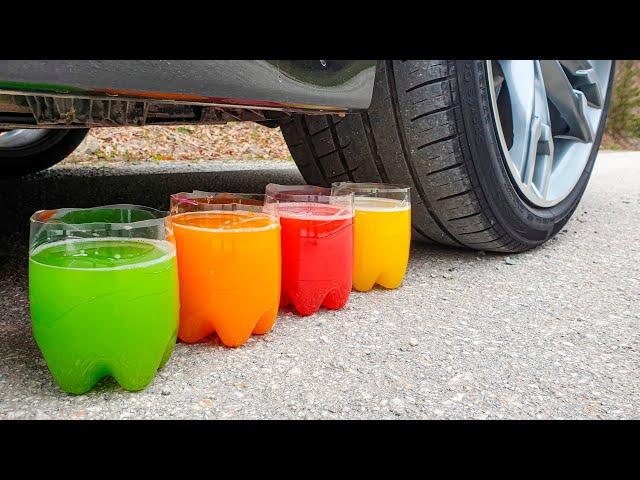 Crushing Crunchy & Soft Things by Car! EXPERIMENT Car vs Rainbow Juice