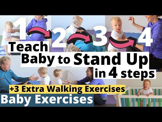 How to teach your baby to STAND UP and WALK  9-12 months  Baby Exercises, Activities & Development