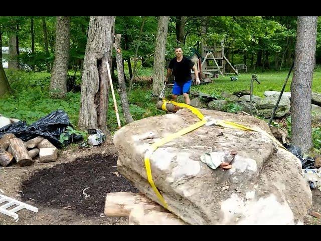 How to move big rocks by yourself | moving large stones by hand | moving boulders by hand