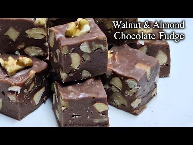 Walnut & Almond Chocolate Fudge | Christmas Sweets | अखरोट और बादाम चॉकलेट फज