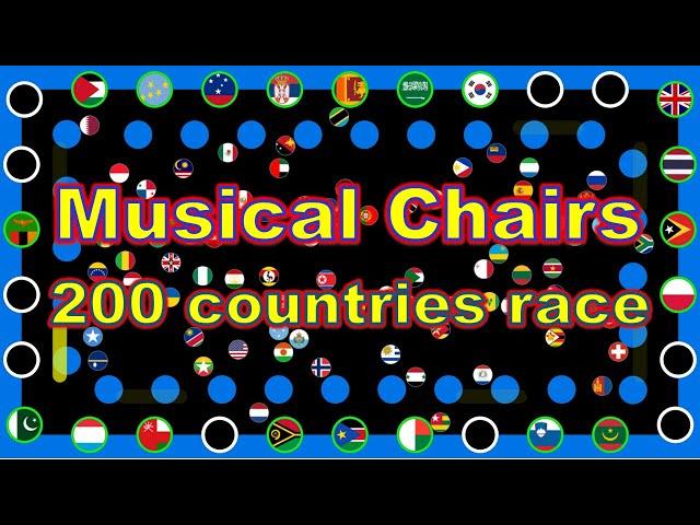 Musical Chairs ~200 countries marble race #38~  in Algodoo | Marble Factory