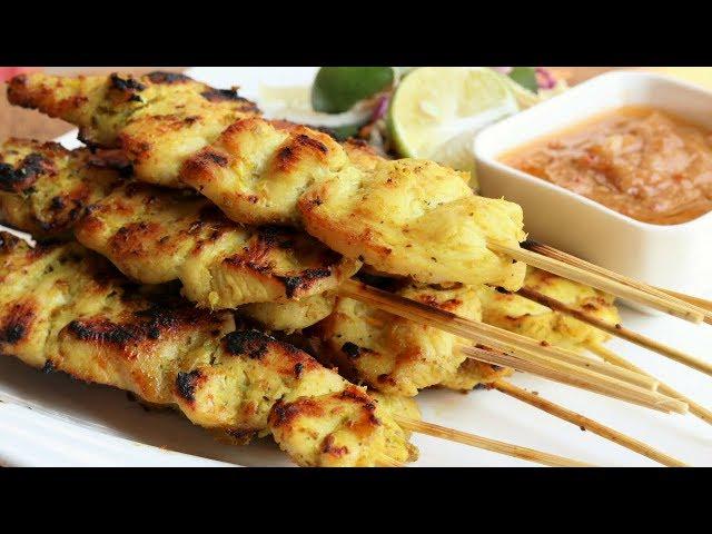 Satay Chicken Recipe (w/ Peanut Dipping Sauce)
