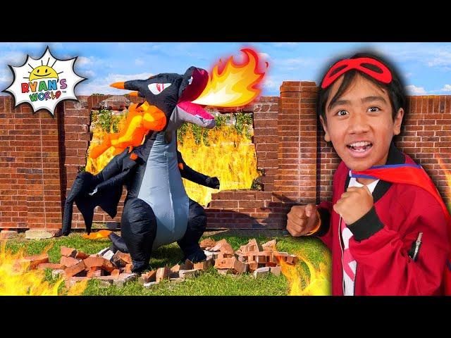 Ryan VS Fire Breathing Dragon! Superhero Challenges in Medieval Times!