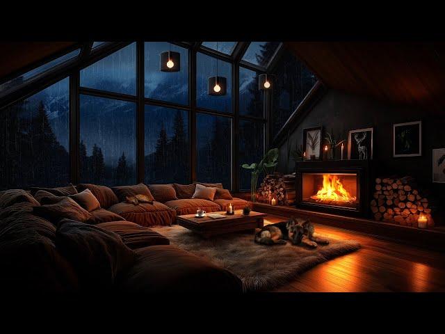 Thunderstorm in the Mountains - Cozy Living Room, Fireplace & Sleeping Pets