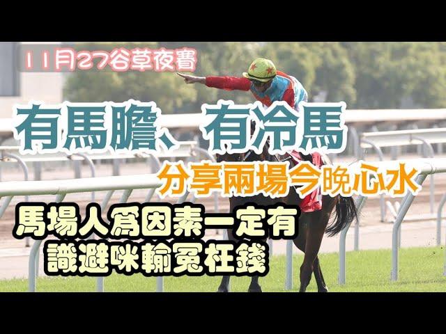 有馬膽、有冷馬，分享兩場今晚心水，馬場人為因素一定有，識避咪輸冤枉錢，11月27谷草夜賽