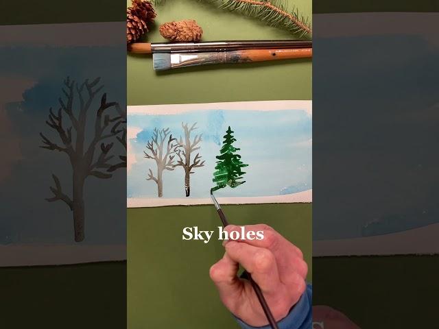 Watercolor trees! #watercolortips #watercolourpainting #watercolour