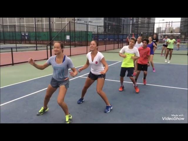 Tennis fitness drills on the court