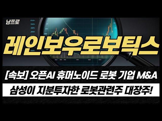 [레인보우로보틱스 주가전망] 오픈AI 휴머노이브 로봇 기업 M&A! 삼성이 지분 투자한 로봇관련주 대장주! #레인보우로보틱스차트 #레인보우로보틱스목표가