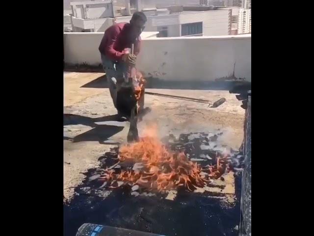 Roofer plays with fire!