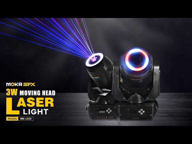 MOKA SFX 3W RGB Full Color LIDA Control Moving Head Animation Laser Light