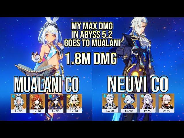 My Max DMG in Abyss 5.2 | Mualani C0 1.8M DMG & Neuvillette C0 spiral abyss floor 12 Genshin Impact