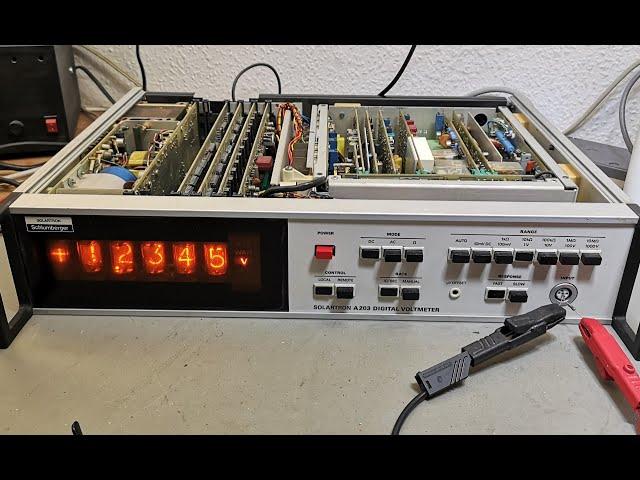 Schlumberger Solartron A203 Digital Voltmeter Nixie 1974 repair teardown
