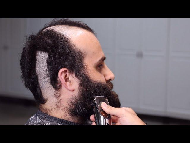 ASMR Barber - DRAMATIC BALD HEAD and BEARD SHAVE TRANSFORMATION