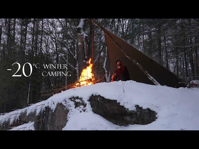 3 Days Solo Winter Camping with a Tarp in the Snow