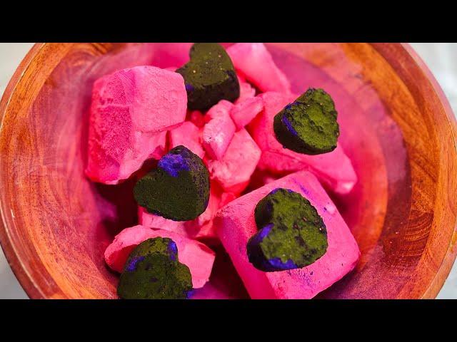 ASMR Pink Dyed Gym Chalk and Purple Hearts   | Satisfying | Stress Relief