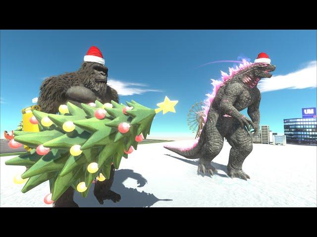 Evolved Godzilla Kong and Mothra protect their holiday from bad guy Godzilla Earth