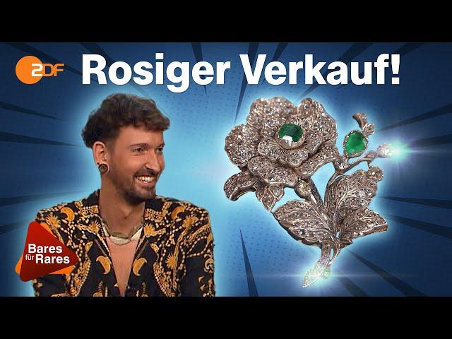 „Hohe Goldschmiedekunst!“: Diamantbrosche mit Smaragden blüht im Händlerraum auf | Bares für Rares