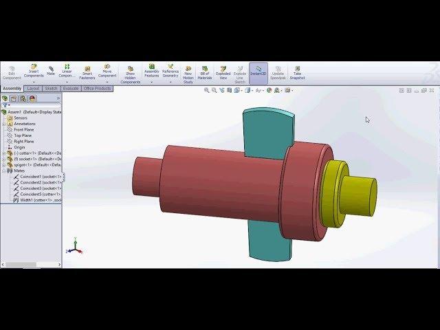 Solidworks Cotter Joint assembly design tutorial with details.