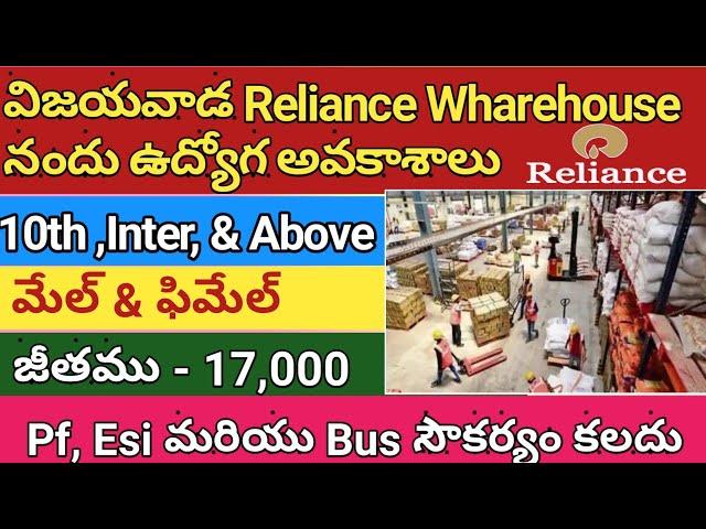 Vijayawada Reliance Warehouse Jobs - Male And Female Jobs - 10th Inter And Above Jobs