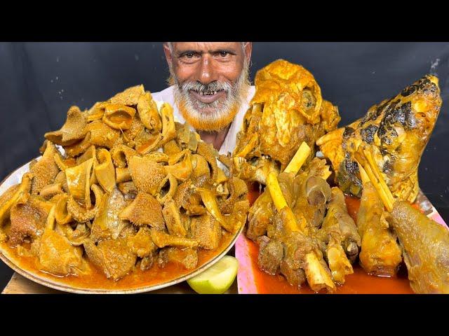 Eating Spicy Mutton Boti Curry, Goat Head Curry, Spicy Mutton Nalli  With Rice || Asmr Eating  Show