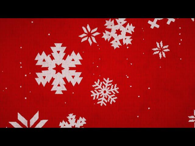 4K Knitted Sweater Texture of Snowflakes Falling Background