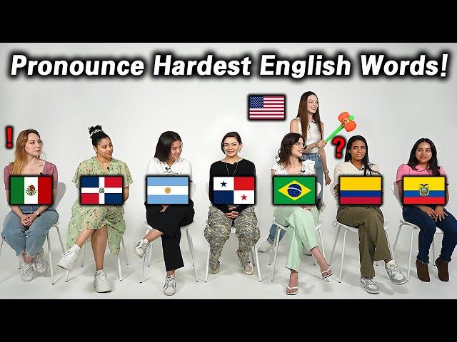 7 Latin Americans Try to pronounce The Hardest English words!!