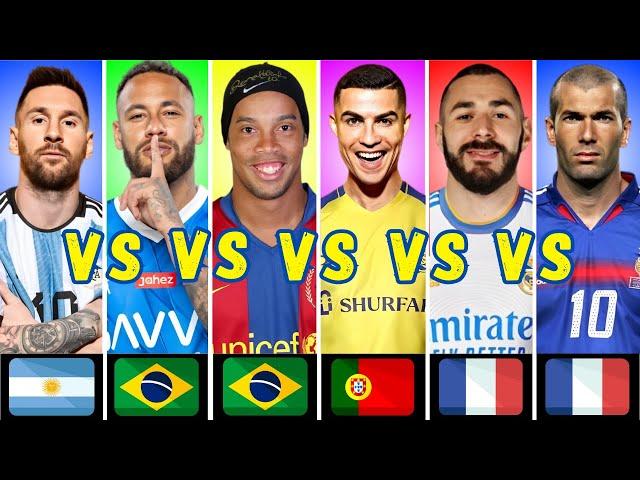 Comparison: Cristiano Ronaldo vs Lionel Messi vs Neymar Jr vs Karim Benzema vs Zidane vs Ronaldinho