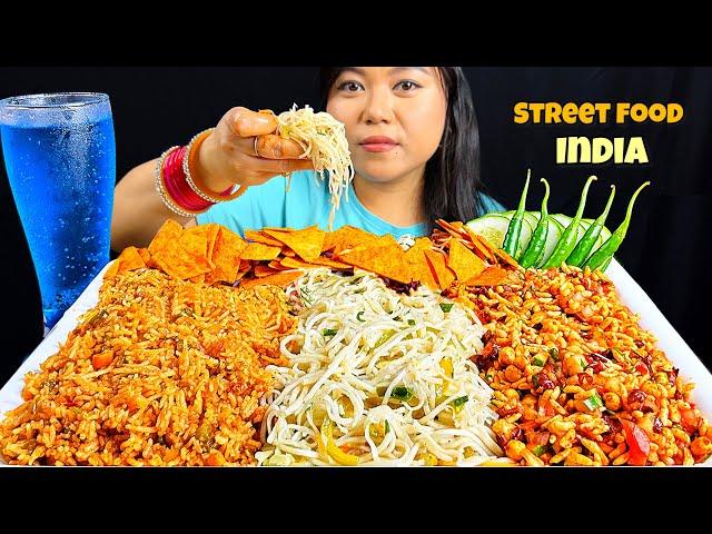 EATING SCHEZWAN FRIED RICE | HAKKA NOODLES | SPICY JHALMURI | INDIAN STREET FOOD | MUKBANG ASMR