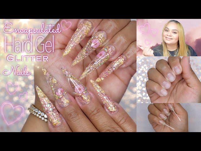 Watch Me Do My Nails | Builder Gel Nails Tutorial | Full Encapsulated Glitter Set With Bling