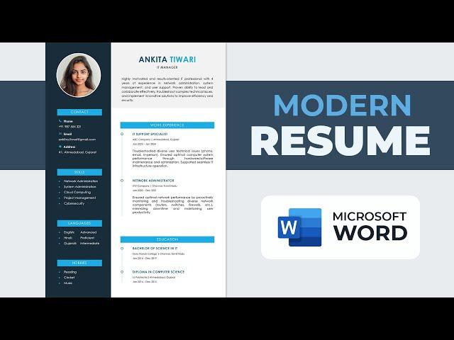 How to Create Resume in MS Word | Modern Resume Template | How to Make CV