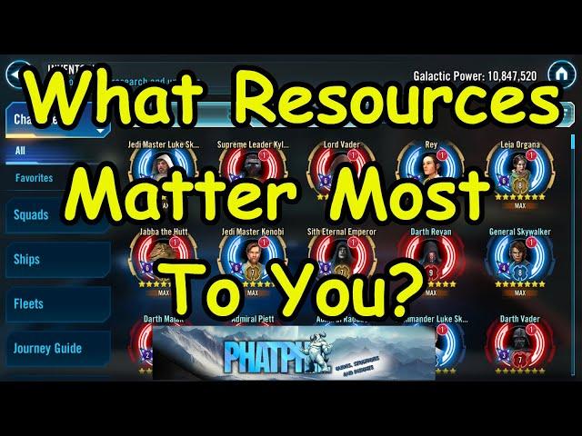 This Survey from CG is Low Key Important - What Things Resources Are Most Valuable in SWGOH?