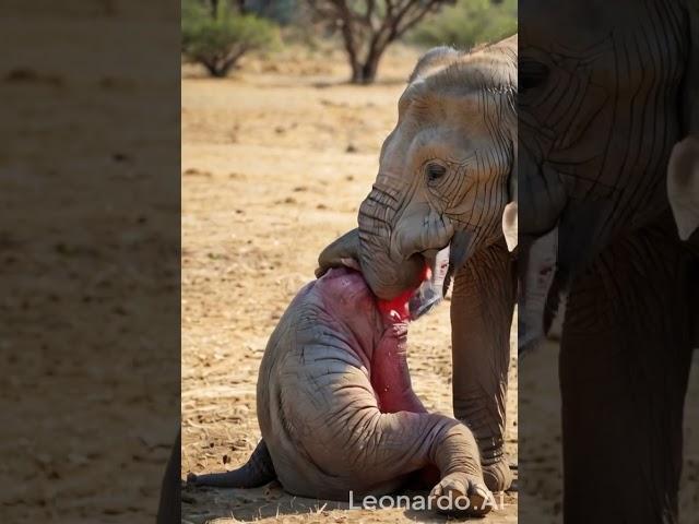 Elephant giving birth