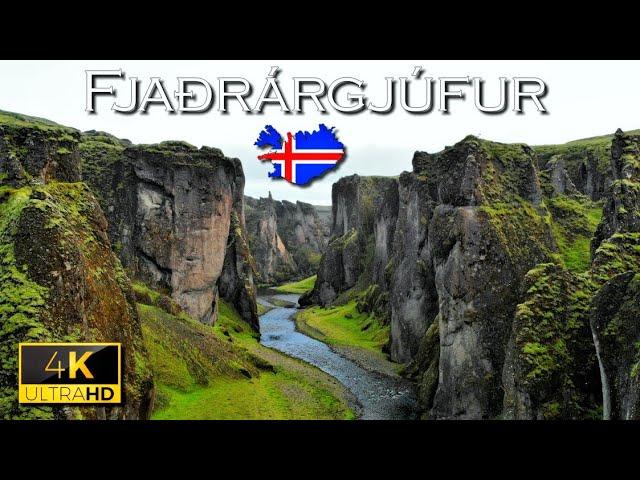 ICELAND Fjaðrárgljúfur Canyon 4k - The most amazing canyon in Europe. Drone video.