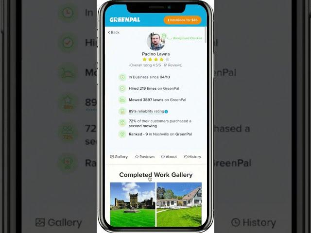 GreenPal lawn care on demand mobile app preview