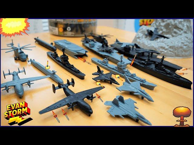 Pretend Play Plastic Toy Navy Ships, Subs and Air Force Jets Tub Play Set from Sunny Days Toys