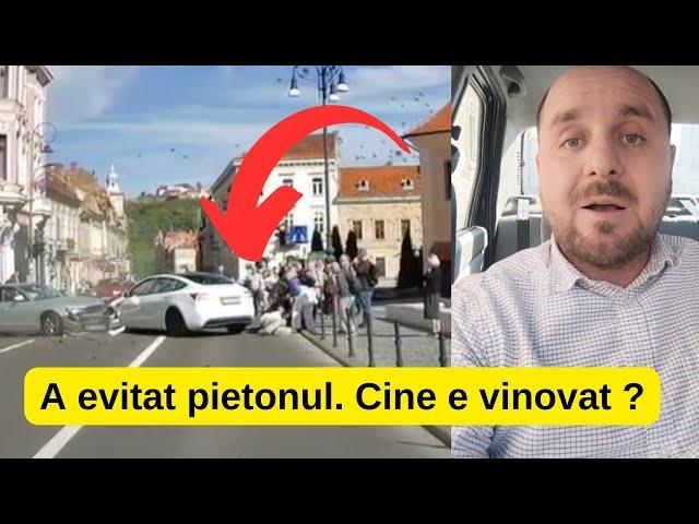 Tesla A Evitat Pietonul Căzut și a Pătruns pe Sens Opus! Cine e vinovat?