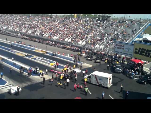 NHRA Accident!  Crewmember ran over by Top Fuel Dragster