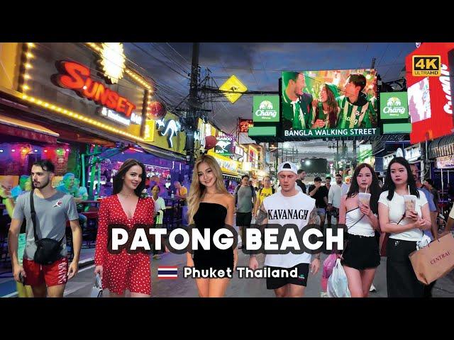 [4K]  Walking Through Patong Beach to the Madness of Bangla Road: Phuket’s Wild Side 2024 Thailand