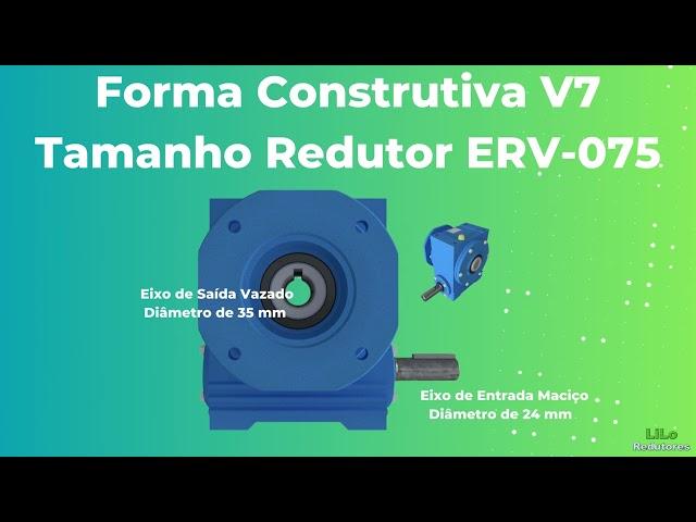 Redutor de Velocidade Coroa e Rosca Sem Fim LiLo Redutores ERV075 V7 Redução 1 por 24