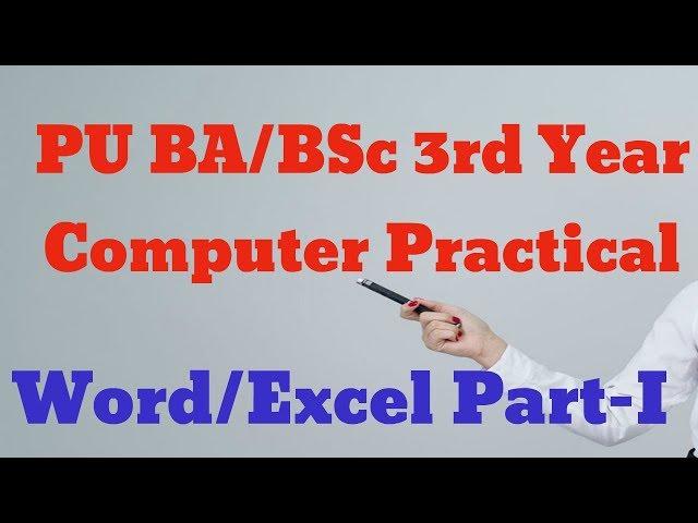 Punjab University BA/ BSc 3rd Year Computer Practical Exam Word Excel Part-I || Paper Attempt Skills