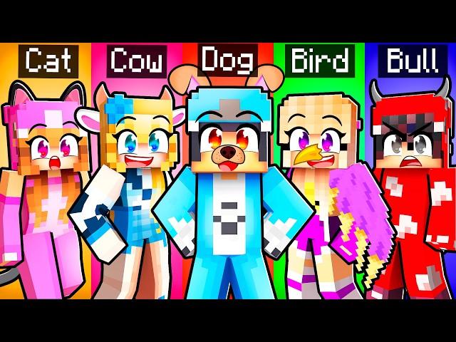 10 FRIENDS on one ANIMAL BLOCK in Minecraft!