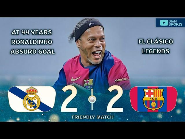 AT 44 YEARS RONALDINHO WEARS THE BARCELONA SHIRT AGAIN AND SCORED A GREAT GOAL IN EL CLASICO LEGENDS